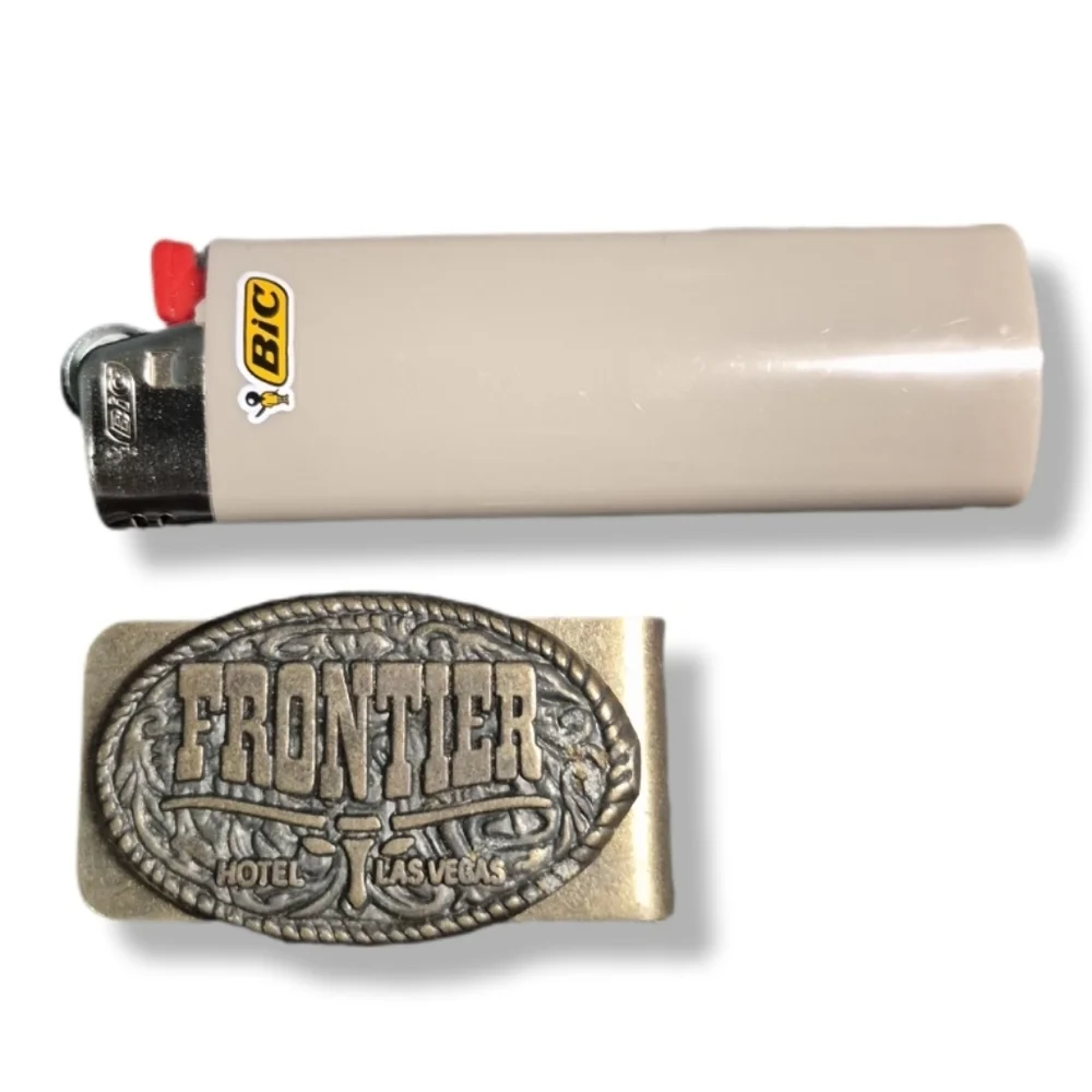Vintage Frontier Las Vegas Hotel & Casino Brass Money Clip